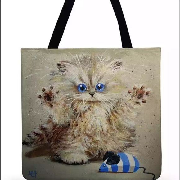 Handbags - Blue Eyed Kitty Tote Bag